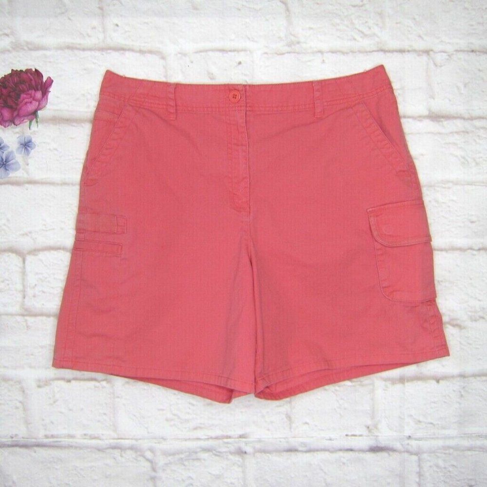 Talbots Stretch Coral Pink Cargo Style Shorts Multi Pocket size 16